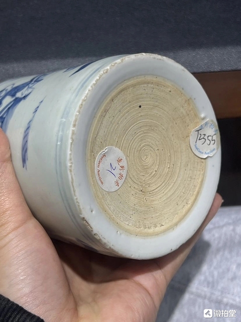 古玩陶瓷嬰戲紋青花筆筒真品鑒賞圖