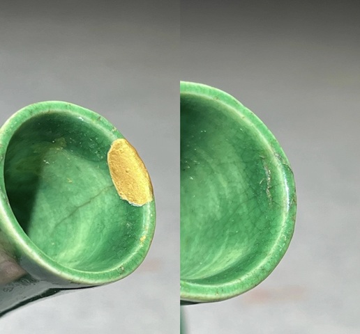 古玩陶瓷綠哥釉荸薺瓶真品鑒賞圖