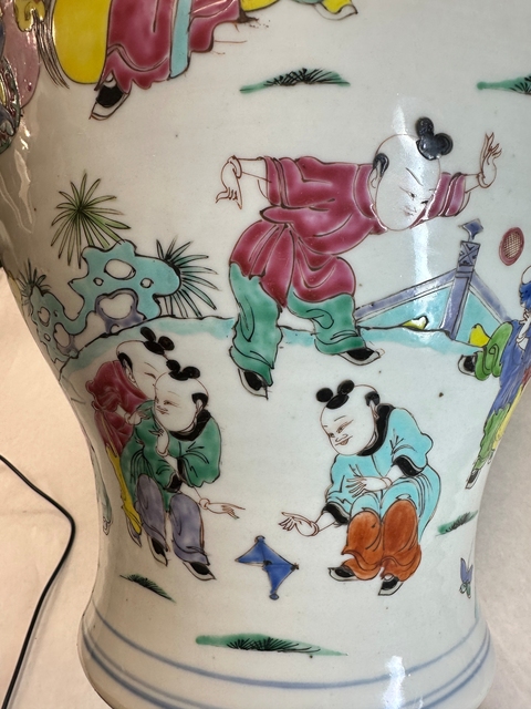 古玩陶瓷粉彩嬰戲圖將軍罐真品鑒賞圖
