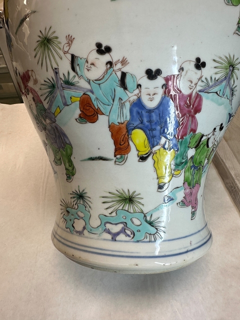古玩陶瓷粉彩嬰戲圖將軍罐真品鑒賞圖
