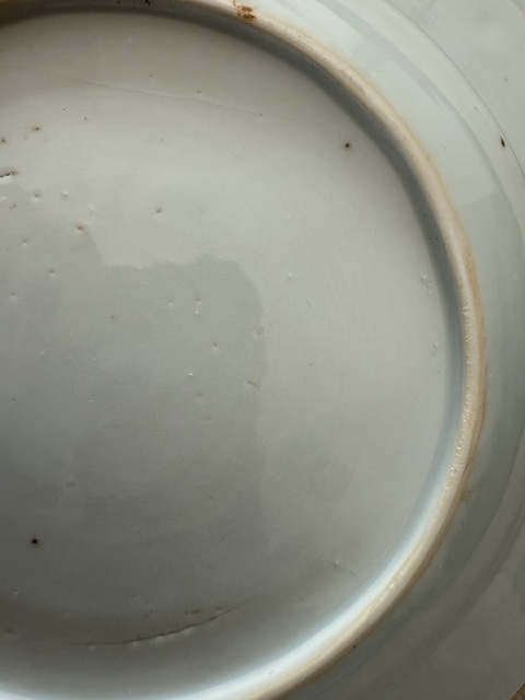 古玩陶瓷清早期 青花花卉紋折沿盤真品鑒賞圖