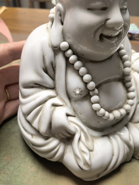 古玩陶瓷白釉彌勒佛真品鑒賞圖