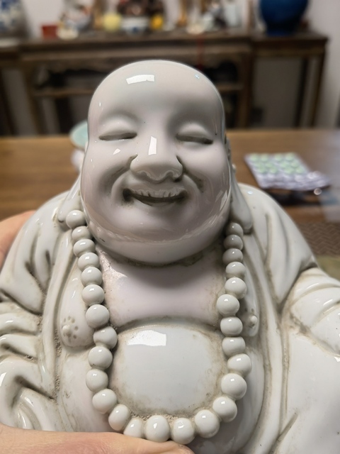 古玩陶瓷白釉彌勒佛真品鑒賞圖