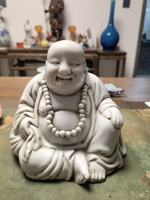 古玩陶瓷白釉彌勒佛真品鑒賞圖