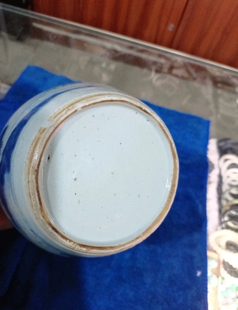 古玩陶瓷青花山水人物罐，模糊，偏老真品鑒賞圖