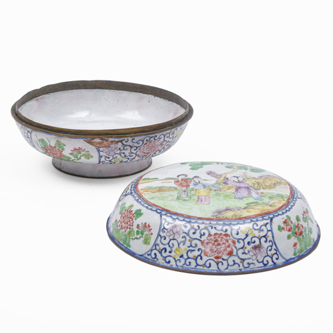 古玩陶瓷人物紋蓋盒真品鑒賞圖