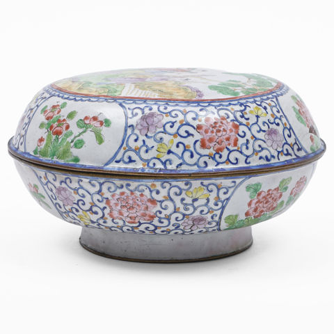 古玩陶瓷人物紋蓋盒真品鑒賞圖