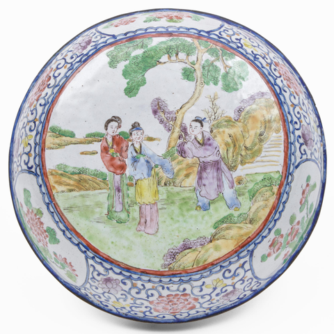 古玩陶瓷人物紋蓋盒真品鑒賞圖