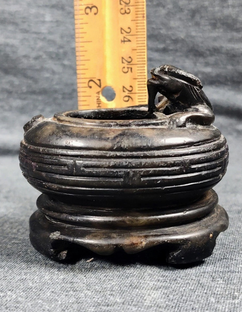 古玩雜項瑞獸紋文房水盂真品鑒賞圖