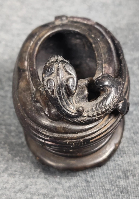 古玩雜項瑞獸紋文房水盂真品鑒賞圖