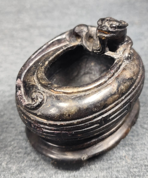 古玩雜項瑞獸紋文房水盂真品鑒賞圖