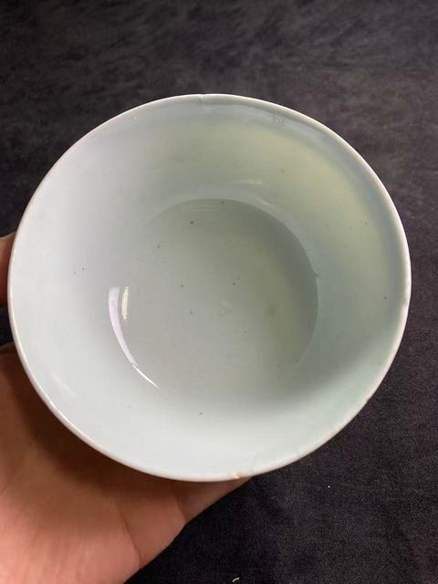 古玩陶瓷青花線條紋茶碗真品鑒賞圖