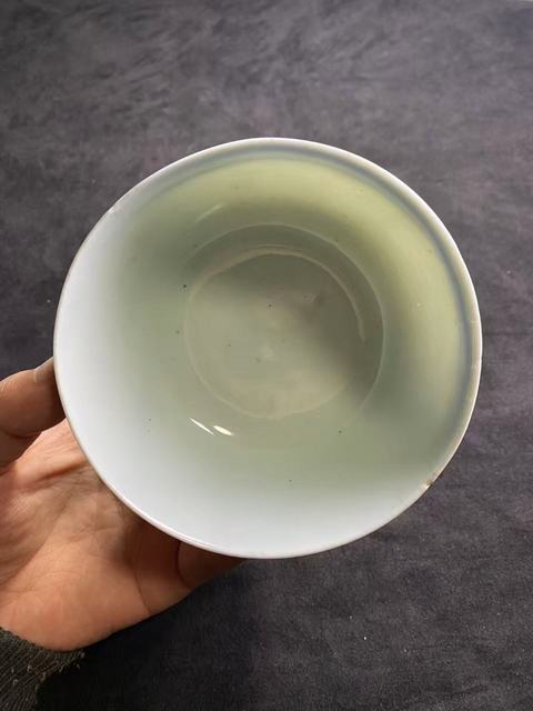 古玩陶瓷青花線條紋茶碗真品鑒賞圖