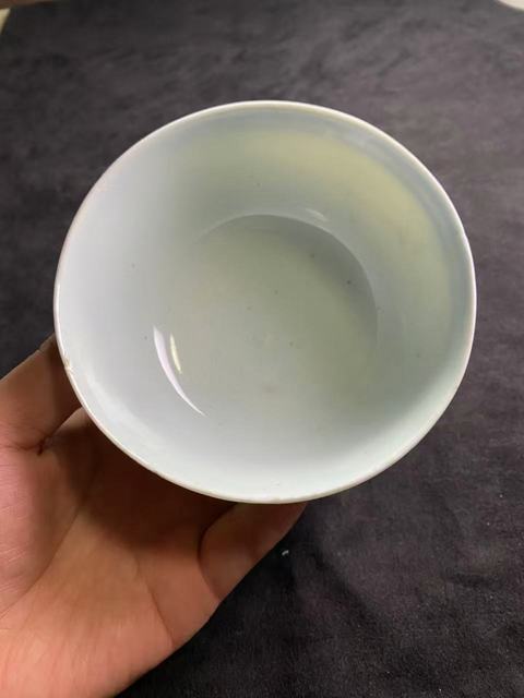 古玩陶瓷青花線條紋茶碗真品鑒賞圖