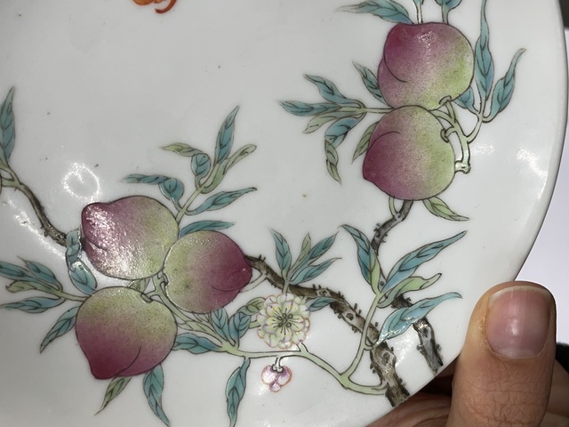 古玩陶瓷民國 粉彩壽桃紋盤拍賣，當前價格12000元