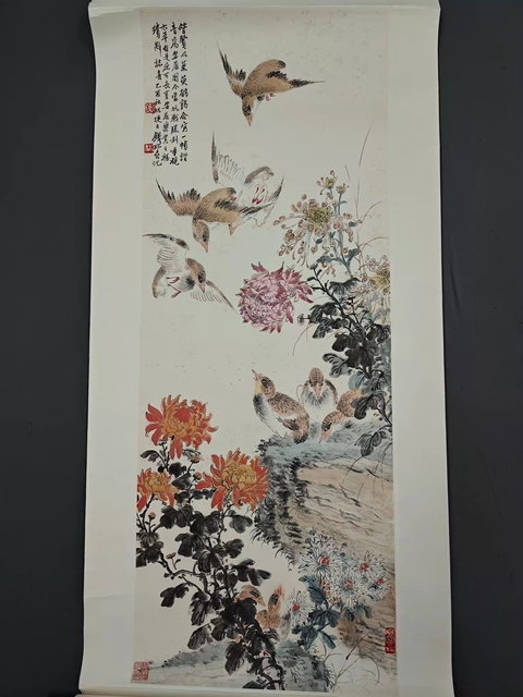 古玩字畫錢松嵒《花鳥》真品鑒賞圖
