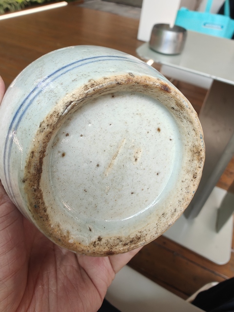 古玩陶瓷清中期青花山水太白罐真品鑒賞圖