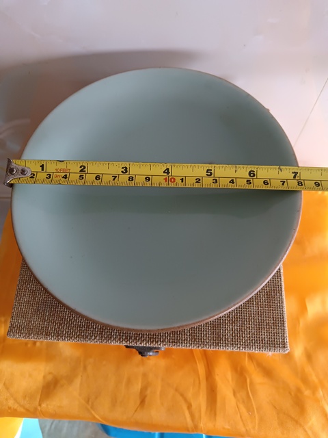 古玩陶瓷清中期精品嘉慶本朝款豆青釉賞盤拍賣，當前價格998元