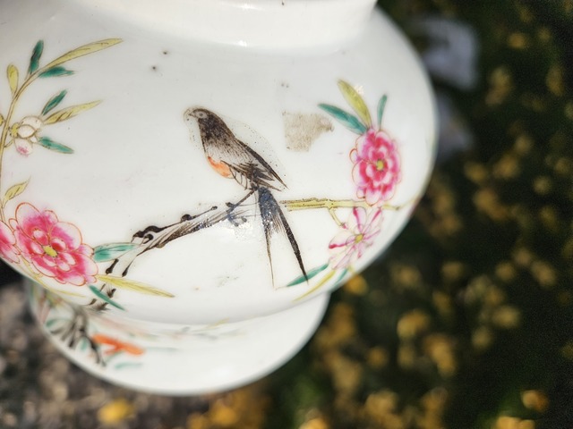 古玩陶瓷粉彩花鳥紋將軍罐真品鑒賞圖