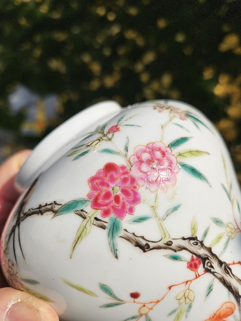 古玩陶瓷粉彩花鳥紋將軍罐真品鑒賞圖