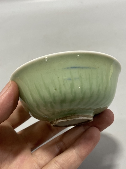 古玩陶瓷民國(guó)粉青釉青花麒麟望月紋賞碗拍賣(mài)，當(dāng)前價(jià)格198元