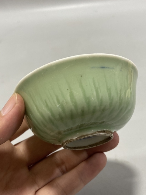 古玩陶瓷民國(guó)粉青釉青花麒麟望月紋賞碗拍賣(mài)，當(dāng)前價(jià)格198元