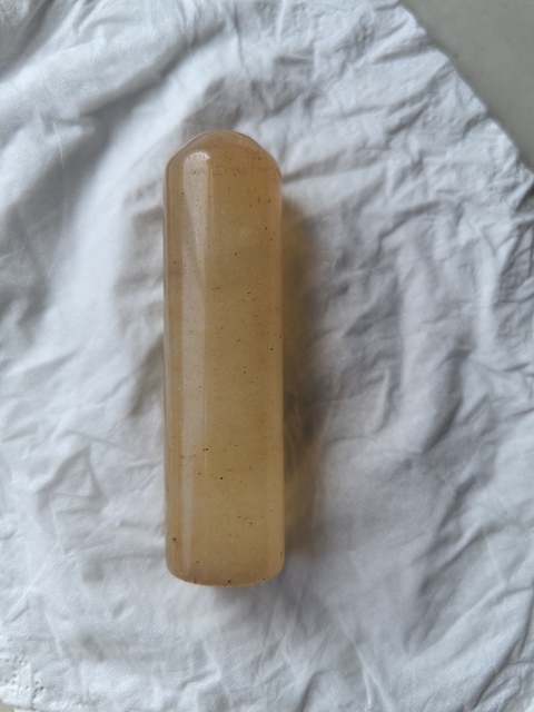 古玩玉器料器雕“素紋印”真品鑒賞圖