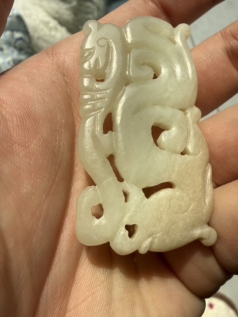 古玩玉器和田玉雙龍佩真品鑒賞圖