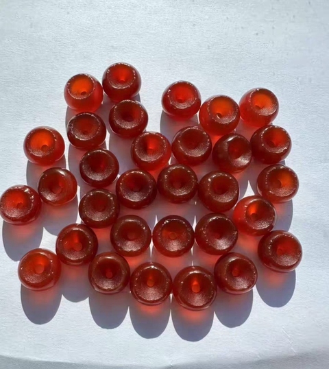 古玩玉器紅瑪瑙“磨盤珠”真品鑒賞圖