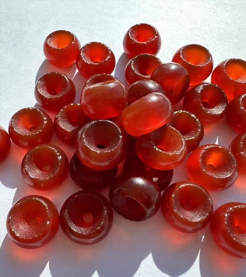 古玩玉器紅瑪瑙“磨盤珠”真品鑒賞圖