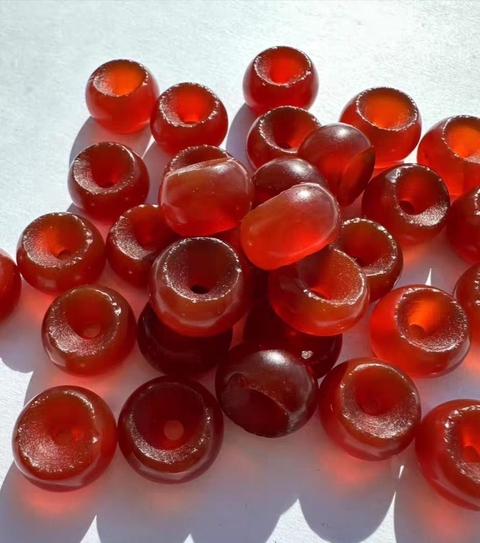 古玩玉器紅瑪瑙“磨盤珠”真品鑒賞圖