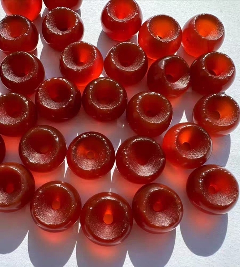 古玩玉器紅瑪瑙“磨盤珠”真品鑒賞圖