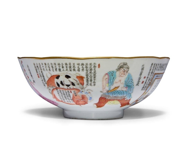 古玩陶瓷無雙譜粉彩碗真品鑒賞圖