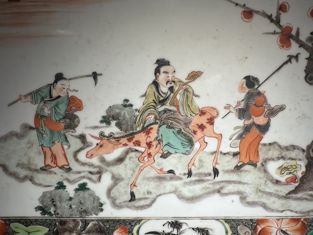 古玩陶瓷五彩人物故事瓷板真品鑒賞圖