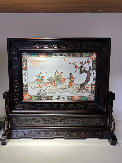 古玩陶瓷五彩人物故事瓷板真品鑒賞圖