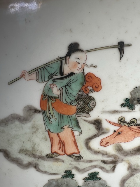 古玩陶瓷五彩人物故事瓷板真品鑒賞圖