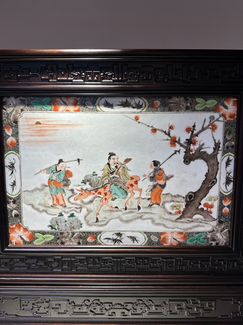 古玩陶瓷五彩人物故事瓷板真品鑒賞圖