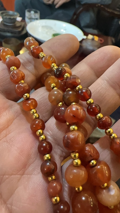 古玩玉器瑪瑙珠串真品鑒賞圖
