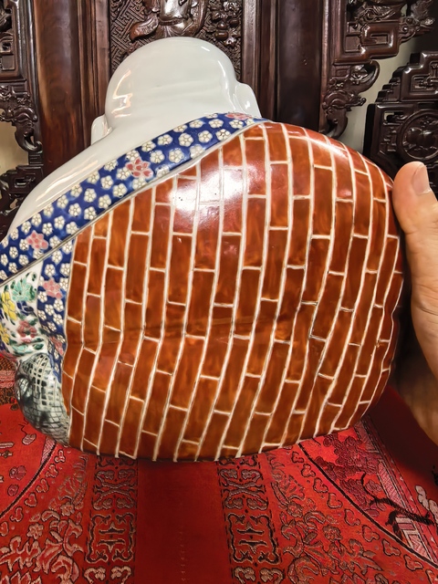 古玩陶瓷粉彩彌勒佛坐像真品鑒賞圖