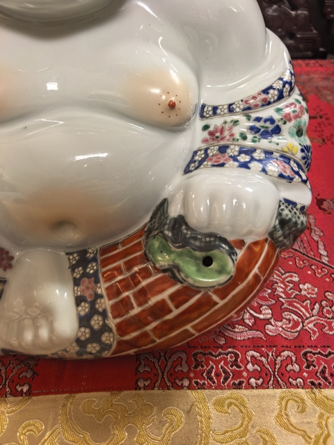 古玩陶瓷粉彩彌勒佛坐像真品鑒賞圖