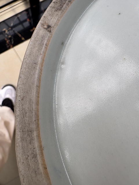 古玩陶瓷山水紋青花花口折沿凈手盆真品鑒賞圖