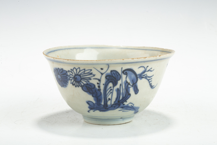 古玩陶瓷明晚·青花花鳥紋碗真品鑒賞圖