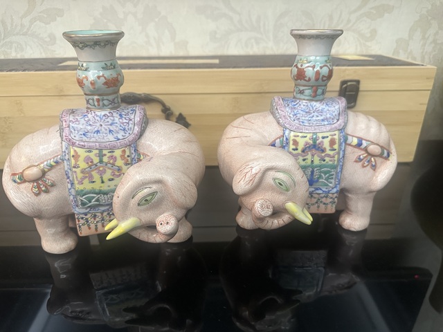 古玩陶瓷粉彩太平有象擺件真品鑒賞圖