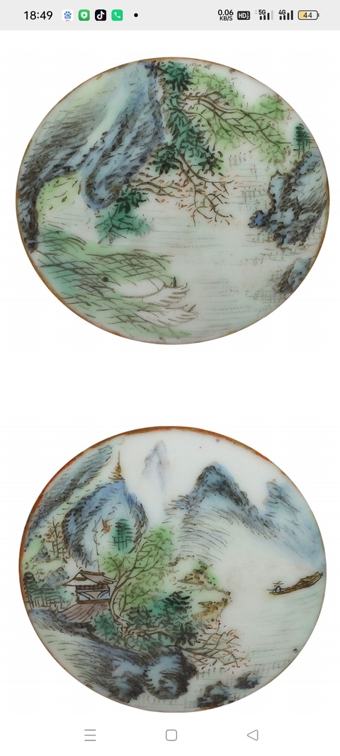 古玩陶瓷山水鶴紋碗真品鑒賞圖