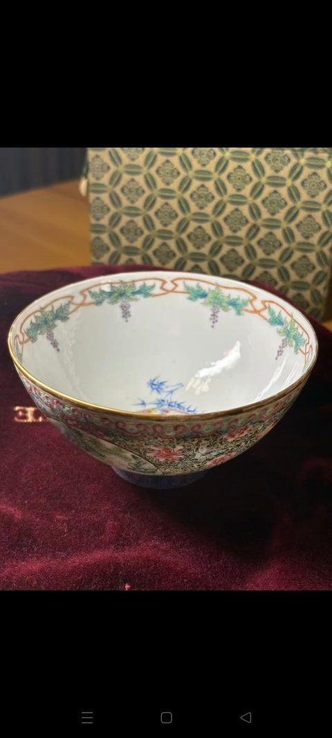 古玩陶瓷山水鶴紋碗真品鑒賞圖