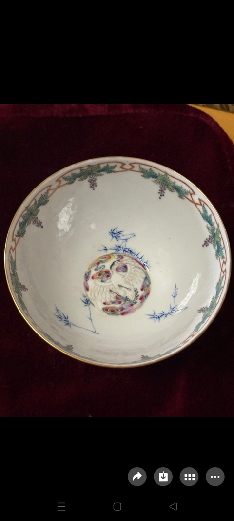 古玩陶瓷山水鶴紋碗真品鑒賞圖