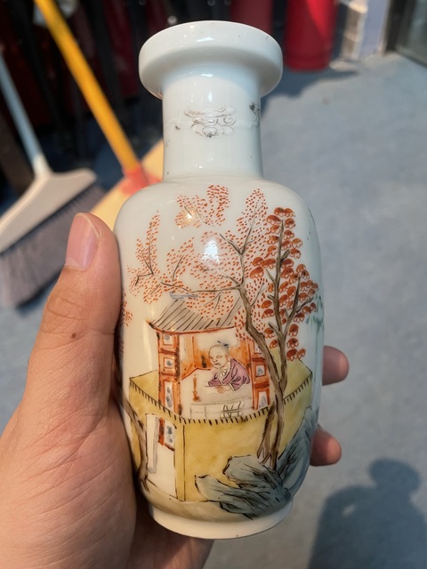 古玩陶瓷人物故事棒槌瓶真品鑒賞圖