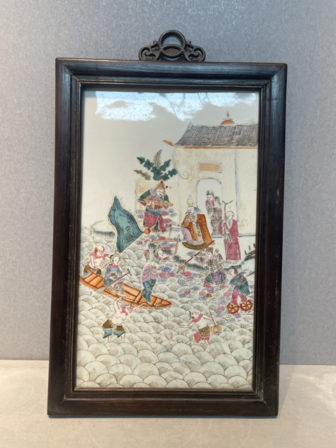 古玩陶瓷粉彩瓷板真品鑒賞圖