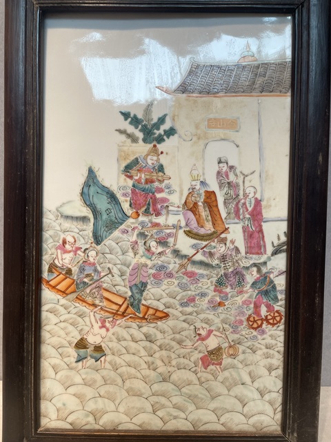 古玩陶瓷粉彩瓷板真品鑒賞圖