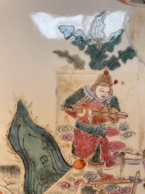 古玩陶瓷粉彩瓷板真品鑒賞圖